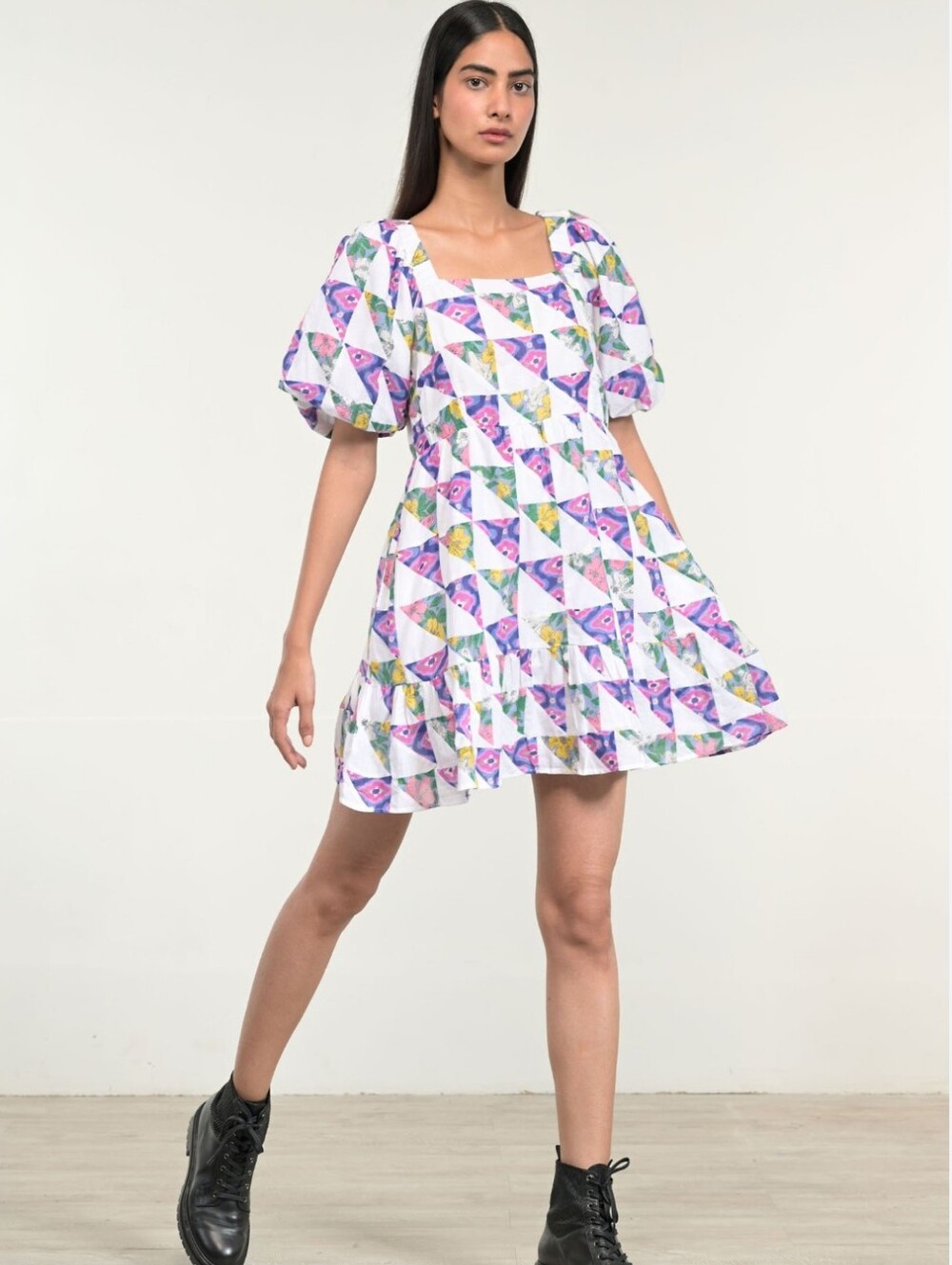 Banjanan Harley Purple White Patchwork Dress Size XS